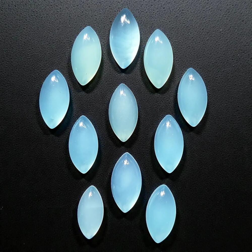 20.60 Ctw Natural Aqua Chalcedony Marquise Cab Set 12x6mm